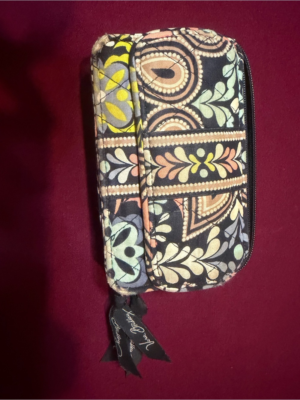 Nicole Miller Floral Quilted Zip Wallet - Black Multi